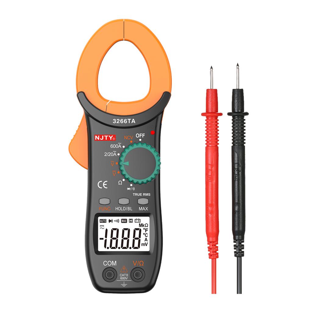 NJTY Digital Clamp Meter 2000 Counts Auto Range Multimeter with NCV Test AC DC Voltage Portable Handheld Multimeter LCD