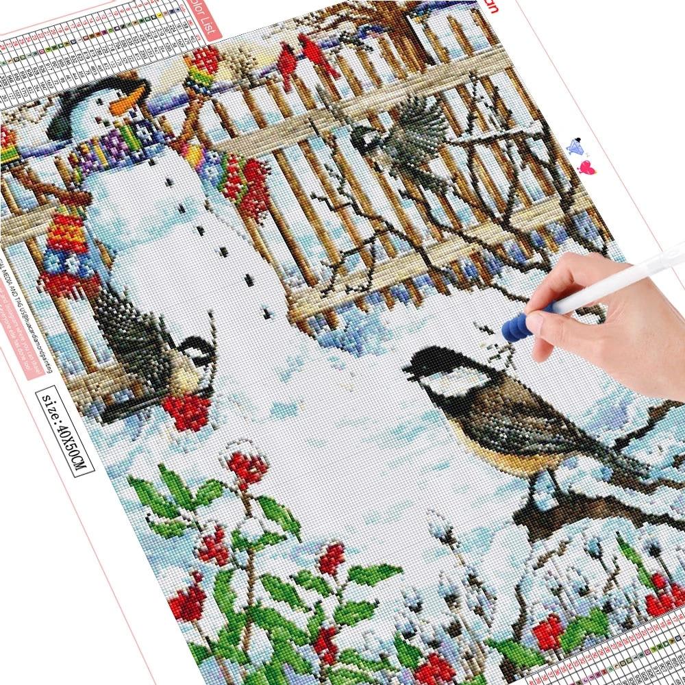 Pictură cu diamant pătrat complet Broderie cu diamant de Crăciun Pasăre Animal Mozaic Vanzare Kit de artizanat de iarnă Cadou lucrat manual