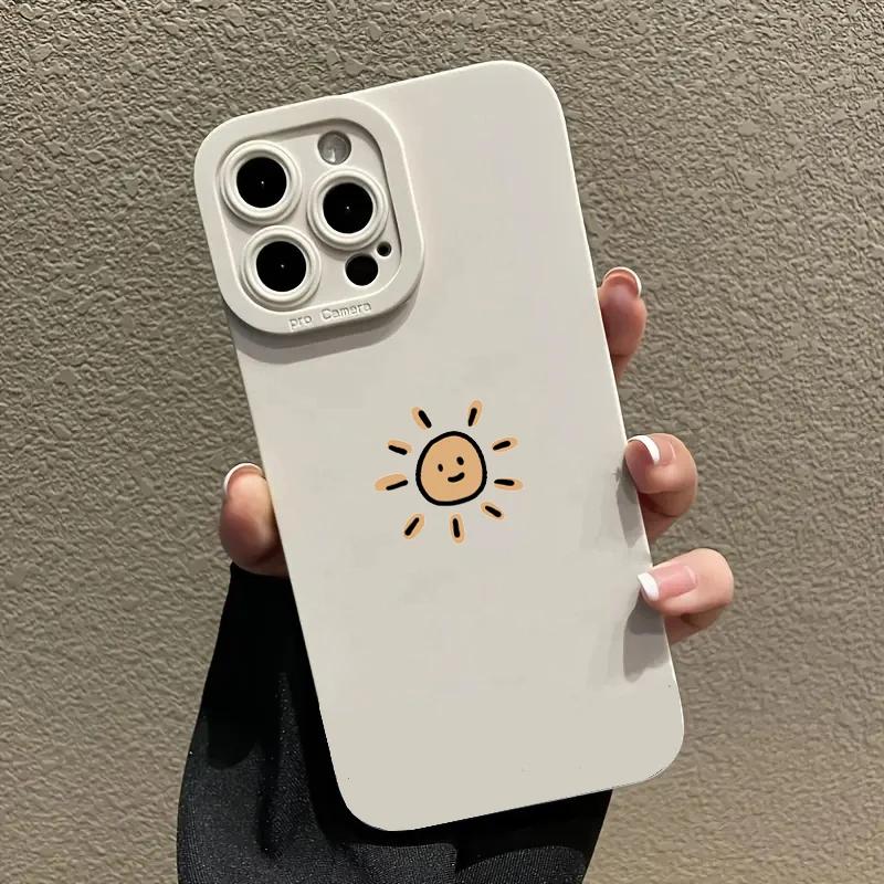 Cartoon Minimalist Sun Moon Silicone Case For Samsung Galaxy A14 A34 A54 A13 A23 A33 A52 A72 S23 Ultra S22 Plus S21 S20 FE Cover