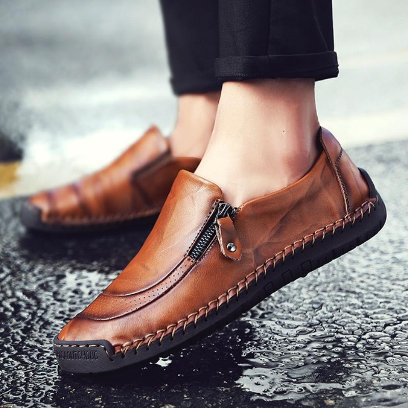 Handmade Leather Men Shoes High Quality Men Loafers Comfortable Soft Sole Walking Shoes Moccasins Men Driving Shoes New