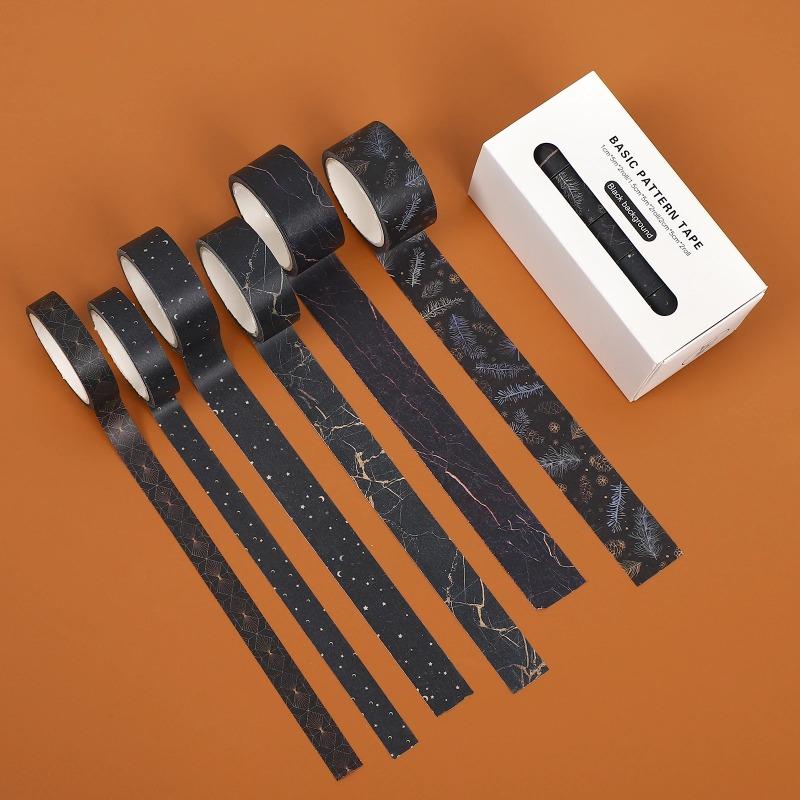 6pcs/set Basic Pattern Marble Plaid Stripe Decoration Washi Tape Set DIY Background Scrapbook Sticker Masking Tape Kawaii