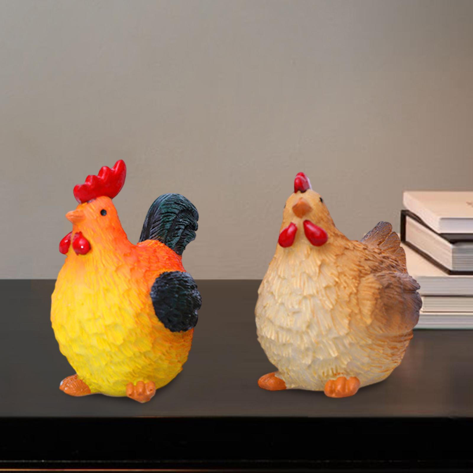 

2 шт. Миниатюрные фигурки цыплят, садовые статуи, декор для цветочного горшка, пасхальные подарки для заднего двора Orange and Brown