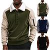 Men's Winter Corduroy Color Block Long Sleeve Lined Collared Top with Arm Zippers