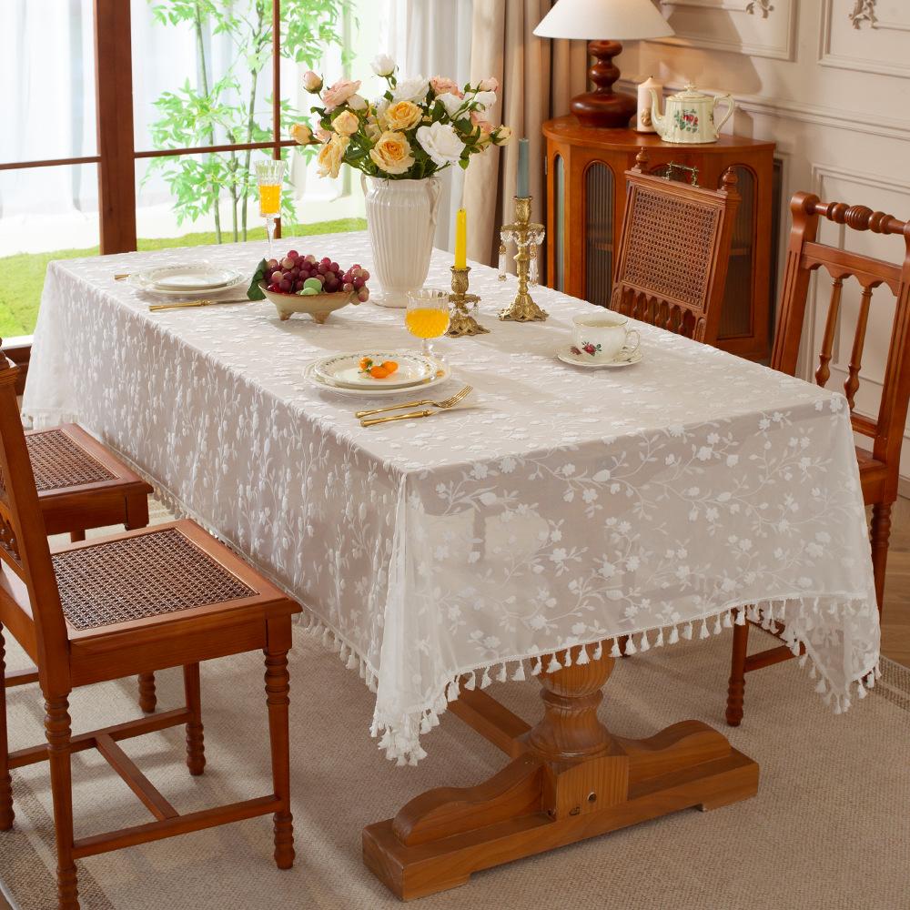 Yingchuang French Lace Tablecloth Relief Pattern Decoration Tv Cabinet Cover Cloth Restaurant B & B Hotel Fringed Table
