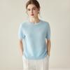 2026 Fall Winter Silk Cashmere Short Sleeve Sweater Women Crew Neck Solid Color Knit Top Commuter Thin