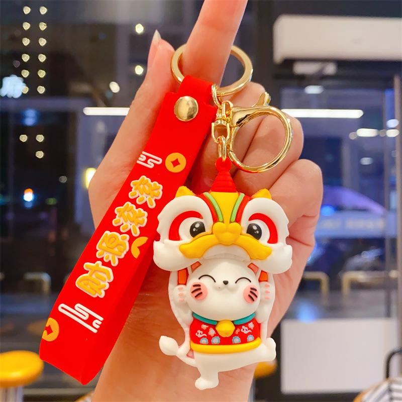 Glückskatze Niedliche Puppe Schlüsselanhänger Auto Paar Anhänger Neujahrsgeschenk