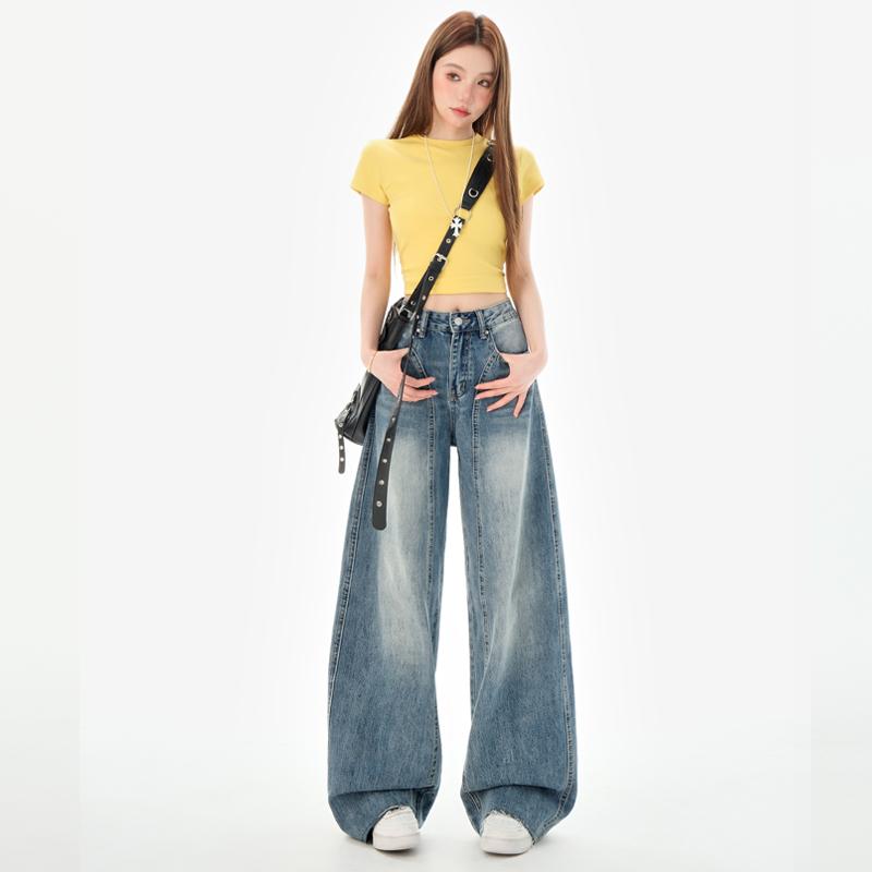 Loose Wide Leg Jeans For Women, Slimming Straight Leg Loose Floor Pants Women's Pants