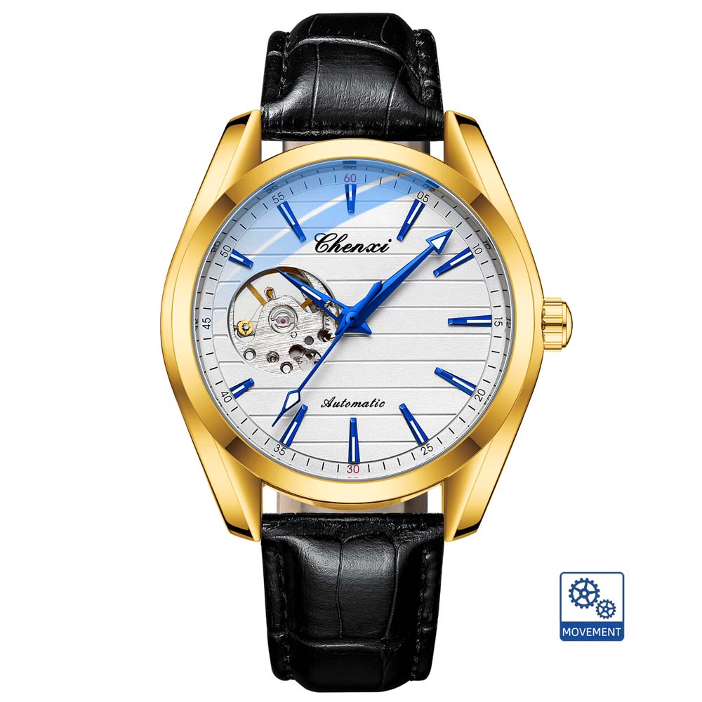 CHENXI Men's Fully Automatic Skeleton Mechanical Watch Water-Resistant Stainless Steel Stylish Mechanical Watch Watches for Man