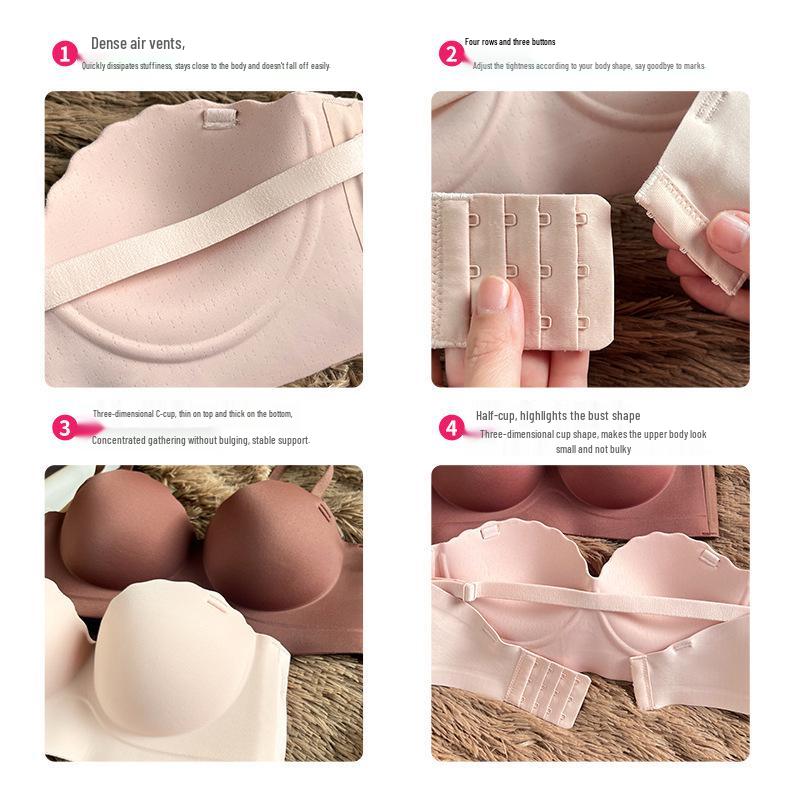 Non-Slip Strapless Push-Up Seamless Lingerie Set for Small Busts