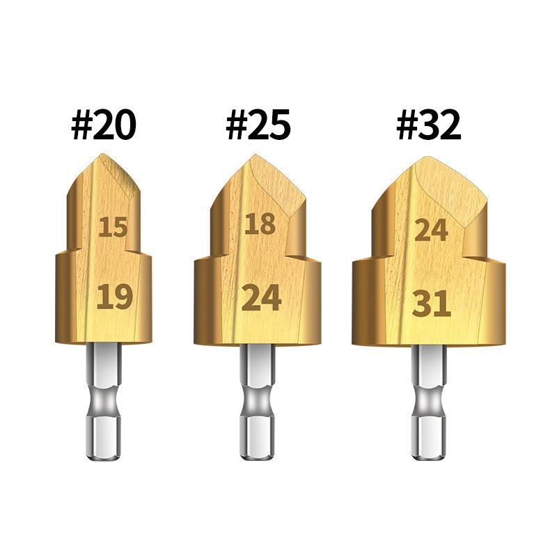 T-Handle Drill Bit Set for PPR/TPR Pipes: Water Pipe Punching & Reaming (20/25/32mm, 1/2" & 3/4").