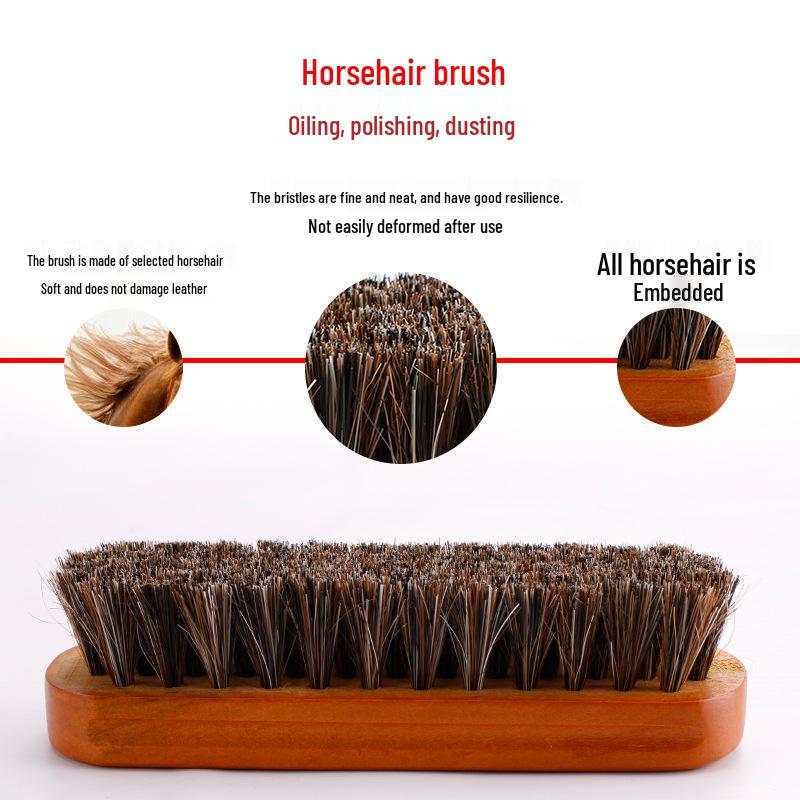 Locust Wood Horsehair Shoe Brush - Soft Bristle for Leather, Sofa, Car Care, and Dust Removal