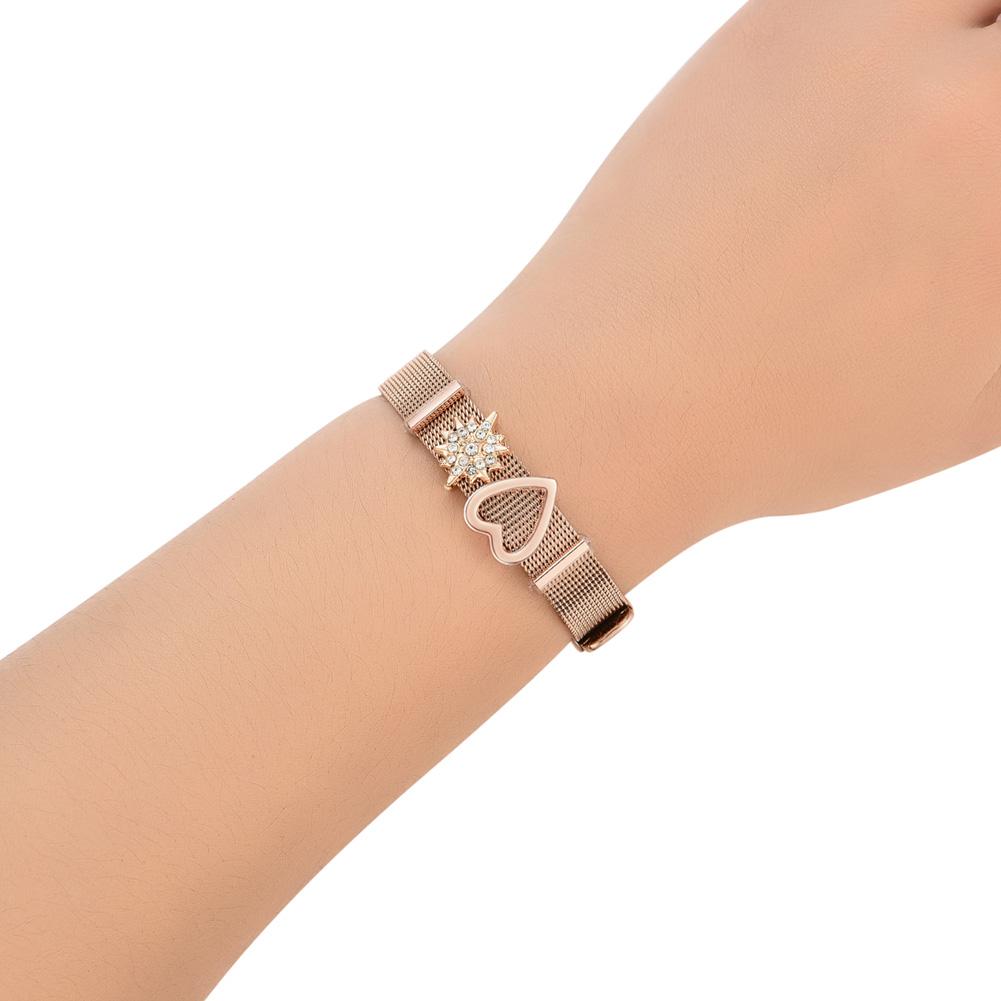 Fashion Stainless Steel Mesh Bracelet Band Women Adjustable Slide Charms Bangle (D)