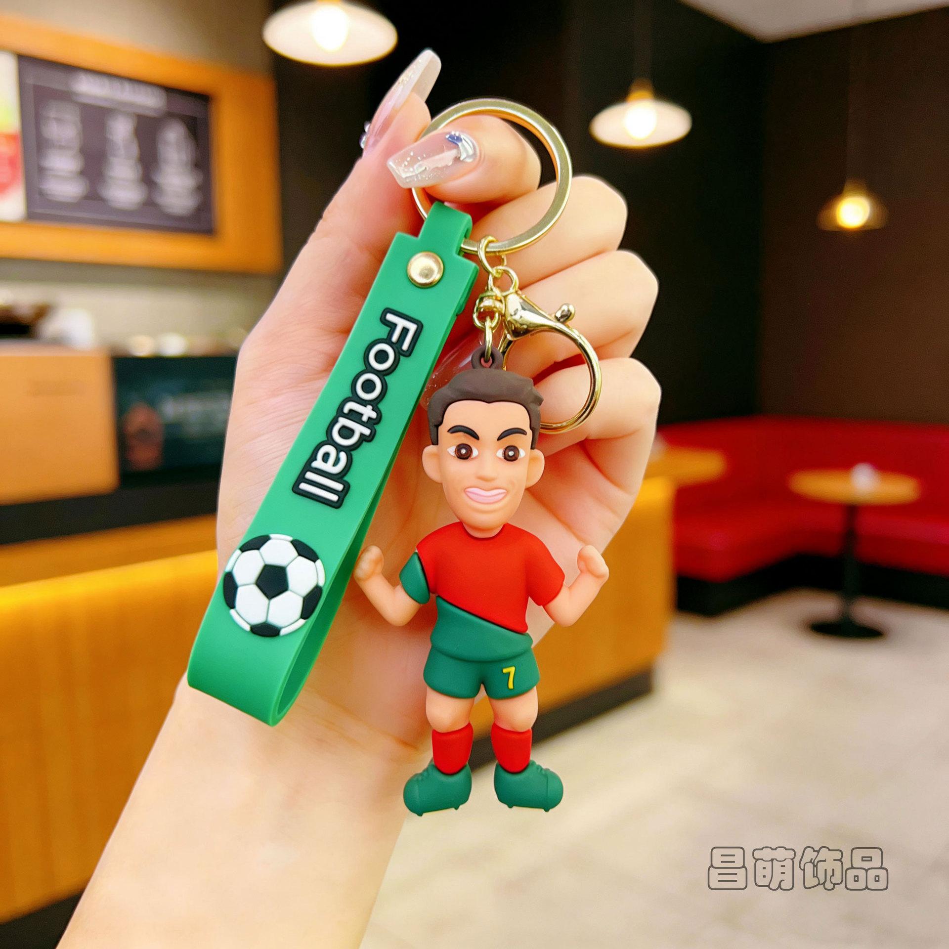 Cartoon Football Star Keychain Creative Car Key Ring Bag Pendant Exquisite Small Gift