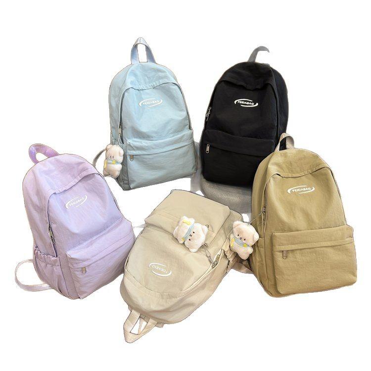 Schoolbag Japanese women ins solid color light casual simple fashion versatile schoolbag junior high school high school student backpack