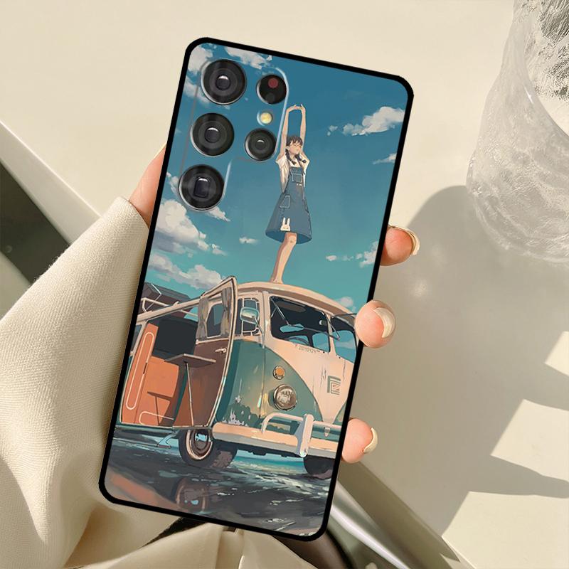 Combi Van Surf For Samsung Galaxy S22 Ultra S21 S20 FE S8 S9 S10 Note 10 Plus Note 20 Ultra Phone Case