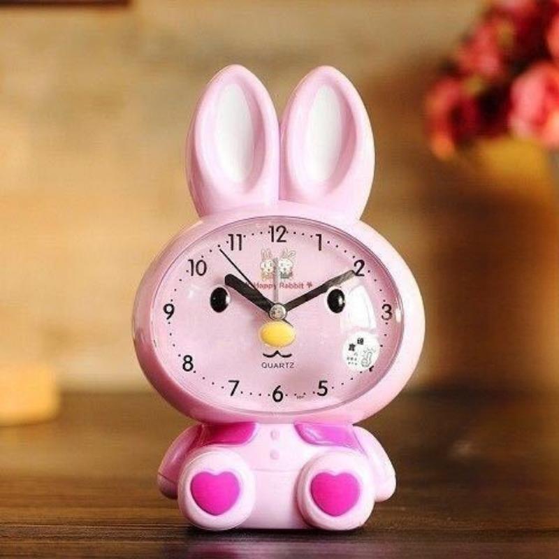 Alarm Clock Children Student Rabbit Can Speak Voice Mute Night Light Bedside Bedroom Clock Creative Multifunction Clock Cartoon