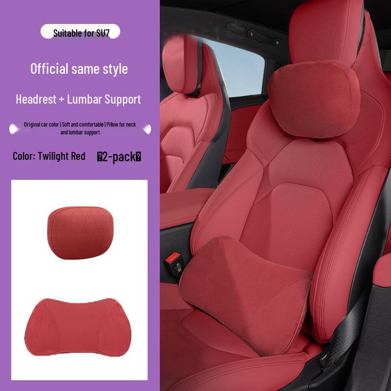 Compatible with Xiaomi SU7: Comfortable Neck Pillow & Lumbar Support for Car Interiors. SU7 Suede