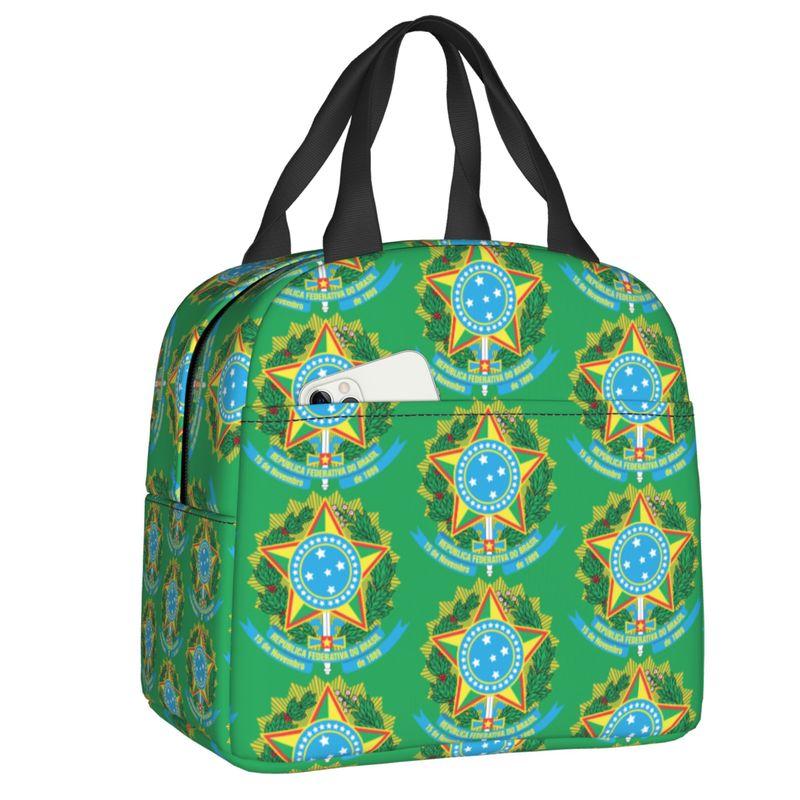 Brazil Flag Resuable Lunch Boxes Women Waterproof Cooler Thermal Food Insulated Lunch Bag School Children Student