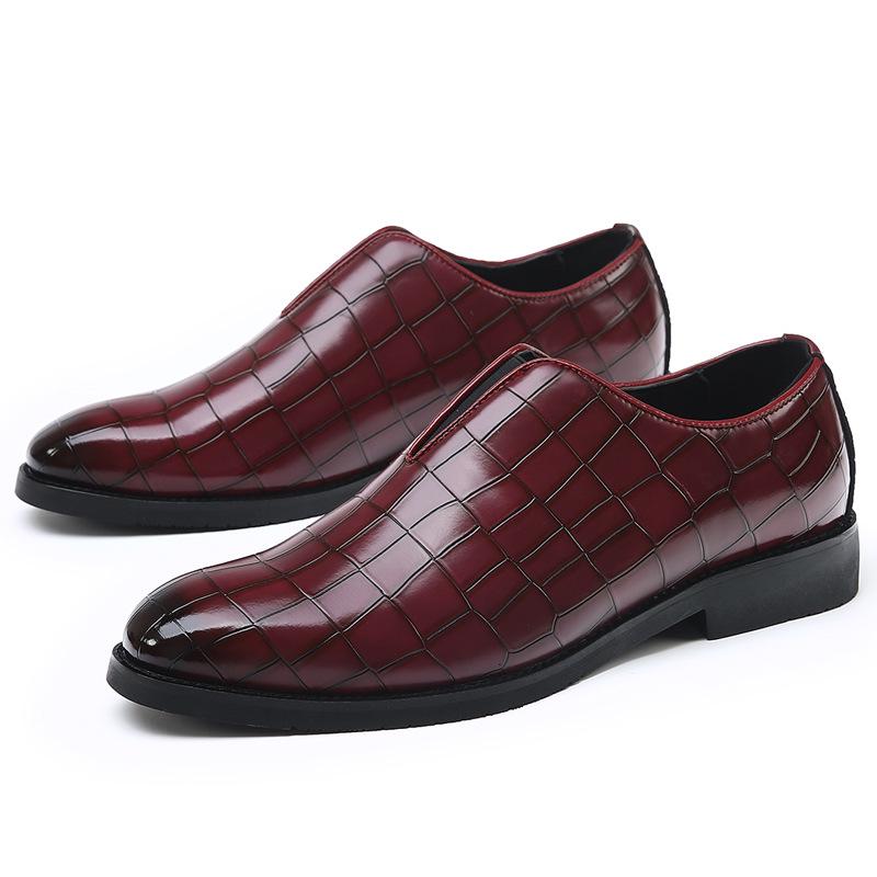 

Мужские туфли большого размера в британском стиле из тисненой кожи с заостренным носком 40 вино красного