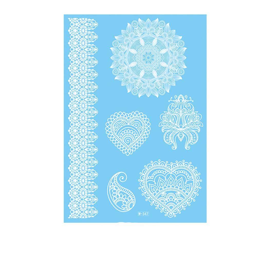 White Lace Arm flower Waterproof Body Art Temporary Tattoos Henna Stickers Tattoo Sticker Simulated