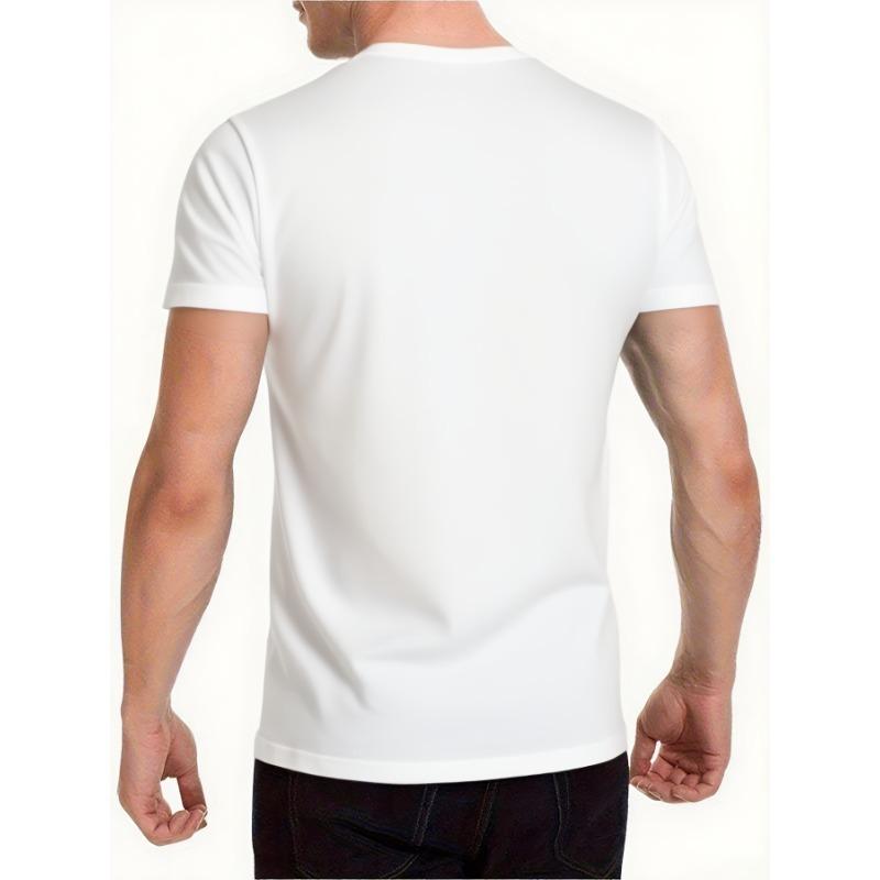 European sizes Fashion Men T - Shirt,  Chess Graphic Printed White T- Shirt, Crew Neck Short Sleeve, Casual Simple Spring/Summer Cooling T-shirt