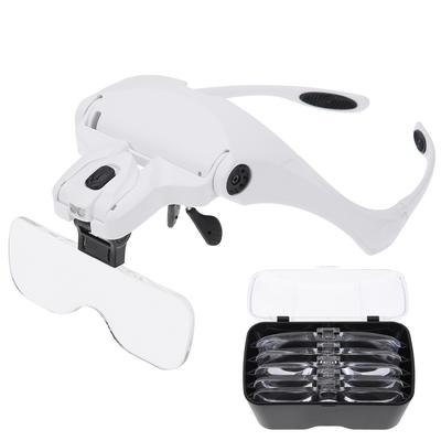Adjustable Lens Wearing Type Glasses Magnifier Loupe Kit with LED Lights