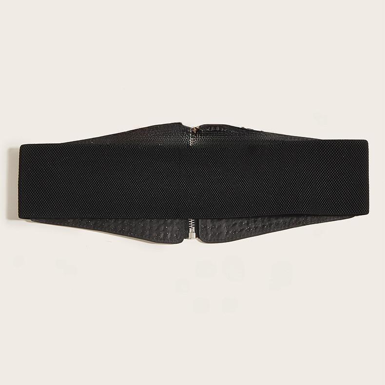 Small Multiple Flat Nail Zipper Waist Seal Waistband With Rivets Belt Black