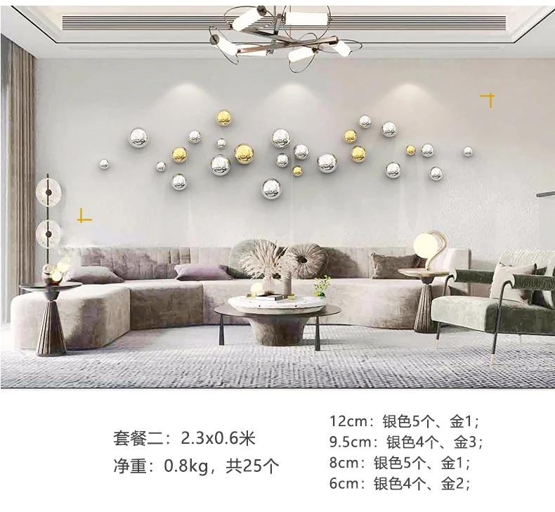 Hotel Wall Hanging Art Decor Living Room Wall Home Accessories Nordic Imitation Stainless Steel Plastic Decor Wall Hanging Ball