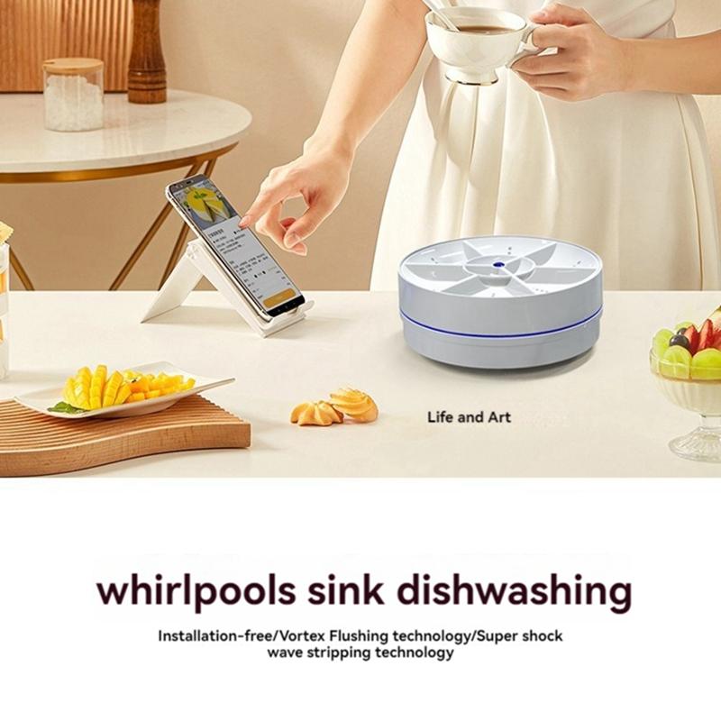 Ultrasonic Dish Washer Portable Mini Turbo Dishwasher, Vegetable Washing Machine Household Sink Dishwasher Device