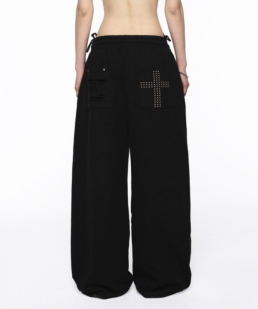 ROCKCAKE Cross Hotfix Damage Jogger - Black