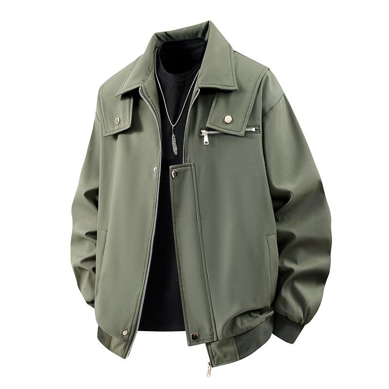Bomber Jacket Spring and Autumn New Lapel Loose Solid Color Casual Workwear Versatile Jacket