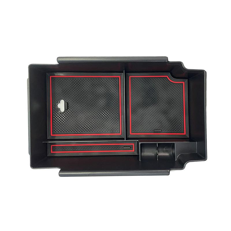 Car Center Armrest Storage Box Organizer Tray With Black Red Pad Fit For Subaru Crosstrek 2024-
