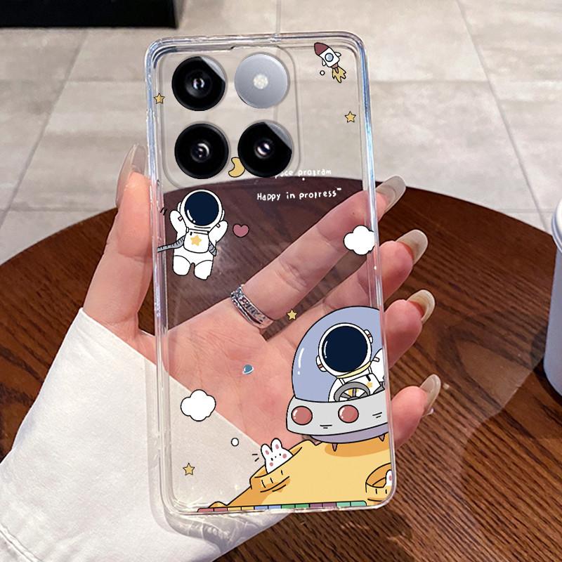 Jelly Casing For Xiaomi 14T 14TPro Clear Silicone Soft TPU Back Cover For Xiaomi 14T Pro Cute Cat Rabbit Heart Protective Case