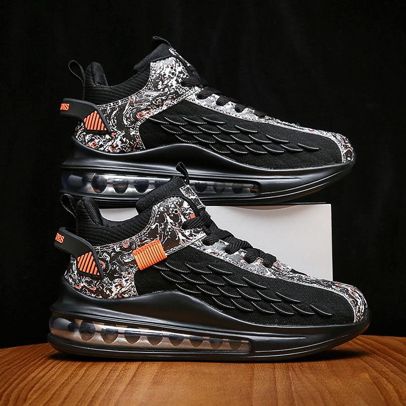 Large size new casual spring and autumn running shoes sports shoes fish scales breathable air cushion fly-woven shoes