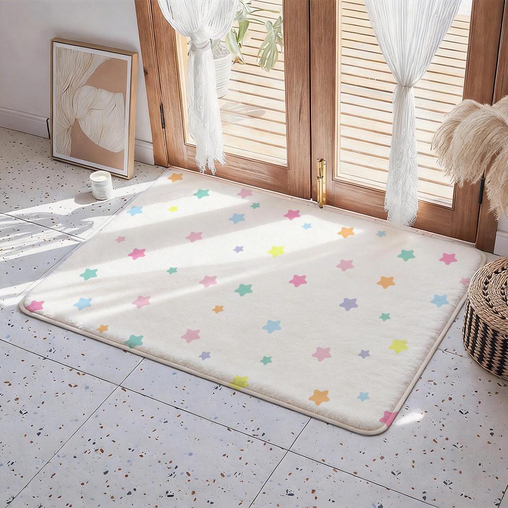 Abstract S Star Floor Mat Eco Flannel Doormat Non Slip Odorless Indoor Floor Rug Soft Short Plush Home Mat