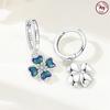 Authentic copper Fourleaf Shamrock Colored Earring Blue Zircon Snowflake Key Lock Earring Jewellery Fine Anniversary Gift Set