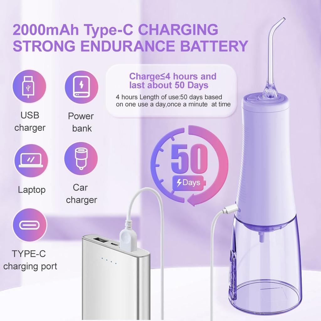 350mL/12oz Water Flosser with 3 Modes 6 Jet Tips,Dental Oral Irrigator USB Rechargeable Cordless Water Dental Picks for Teeth Cleaning,IPX7