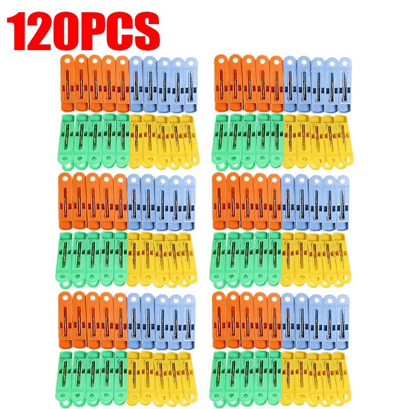 20/120Pcs Windproof Plastic Clip Multi Functional for Clothes, Socks Underwear Bed Sheets Anti Slip Fixation Home Clothespins