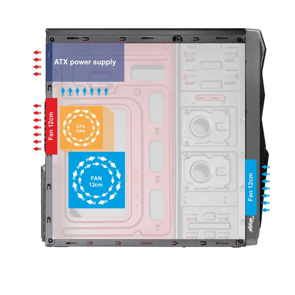 Obudowa ATX do komputera Akyga AK13BK Tower Skrzynka 2x USB 3.0 USB 2.0 czarna