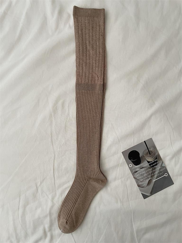 Spring And Autumn Knee Socks Stacking Socks Women'S White High Tube Socks Korean Version Hollow Gray Stockings With Boots Thigh Socks