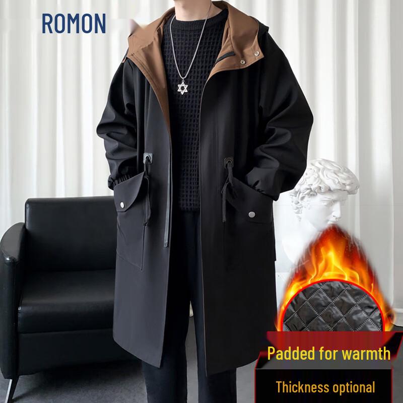 ROMON Men's Mid-Length Business Trench Coat