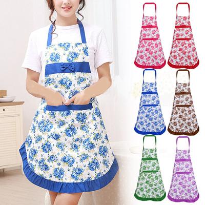 Women's Kitchen Floral Apron With Pockets And Adjustable Waist Belt Waterproof Women's Bib Apron