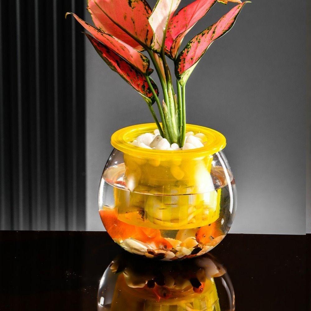 Multi-functional Transparent Hydroponic Vase Plastic Mini Fish Tank Decorative Flower Pot Office