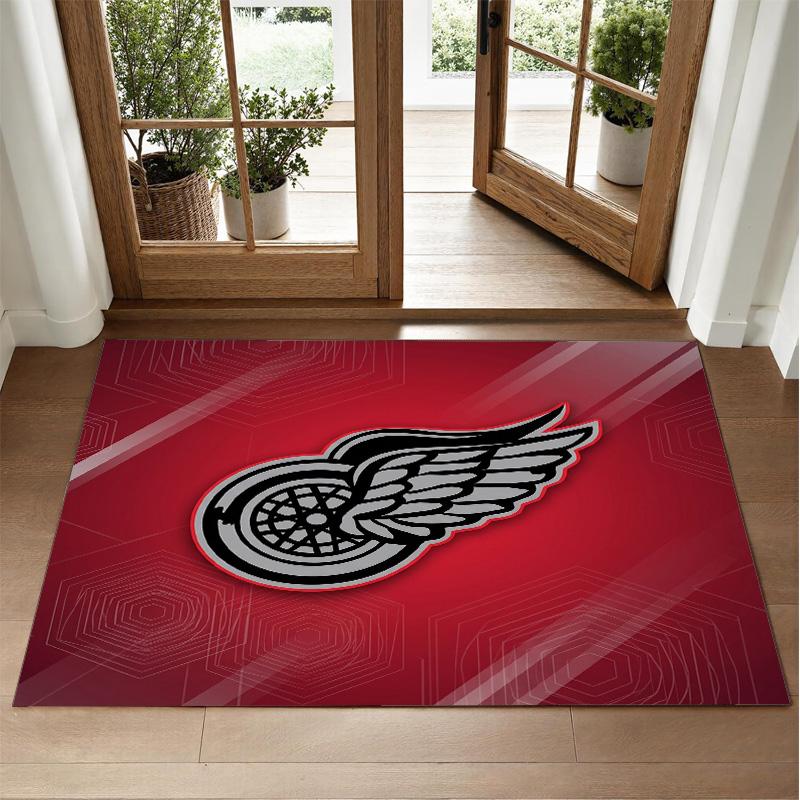 Detroit Red Wings Design Crystal Velvet Rug Soft Decorative Mat for Bedroom Entrance