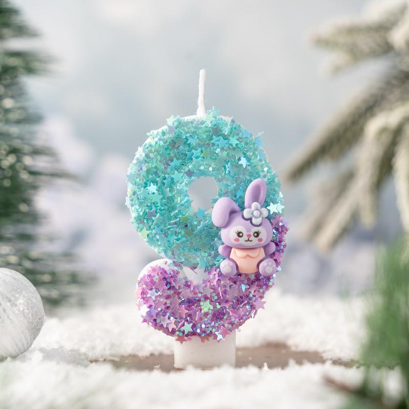 Creative Cute Cartoon Purple Bunny Digital Birthday Candle Children's Party Atmosphere Cake Decoration