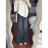 Women's High Waist Fleece-Lined Retro Straight-Leg Jeans, Plus Size, Autumn/Winter, Loose Fit, Slimming Wide-Leg Pants.