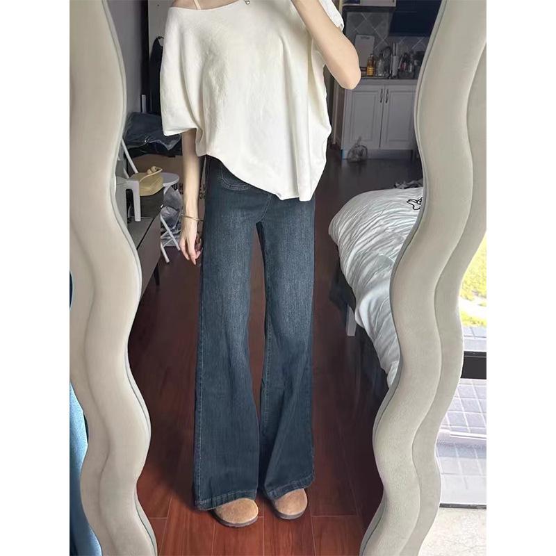 Women's High Waist Fleece-Lined Retro Straight-Leg Jeans, Plus Size, Autumn/Winter, Loose Fit, Slimming Wide-Leg Pants.