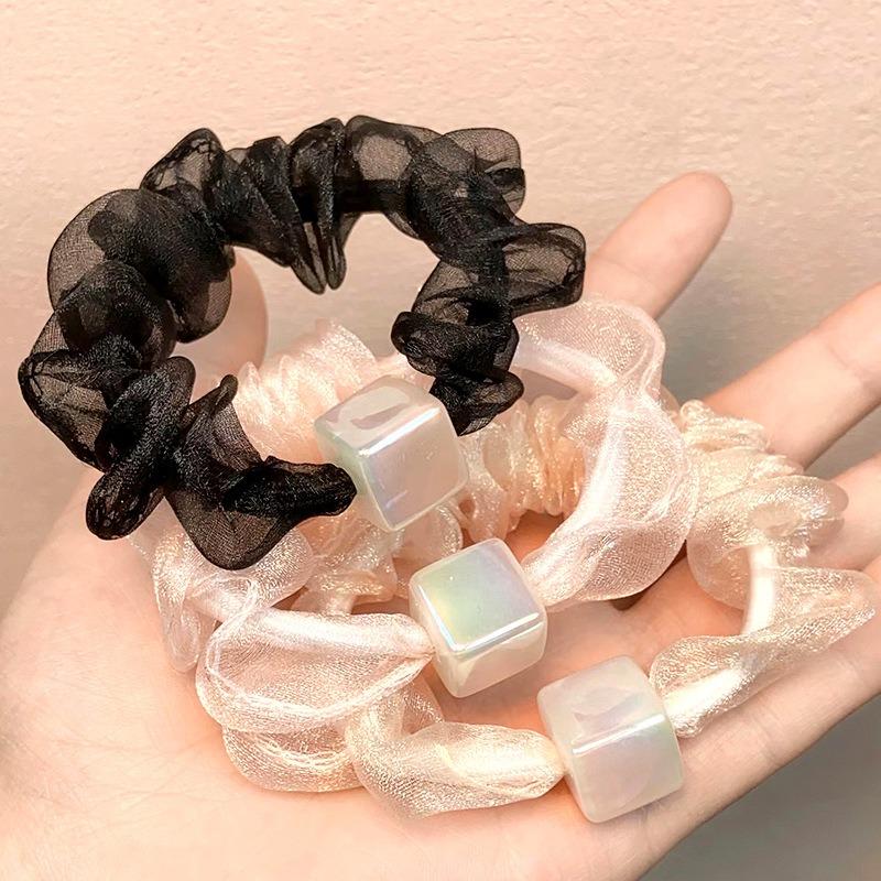Korean Simple Mesh Scrunchies Women Girls Elastic Hair Rubber Bands Accessories Tie Hair Rope Headdress Headwear Ponytail Holder