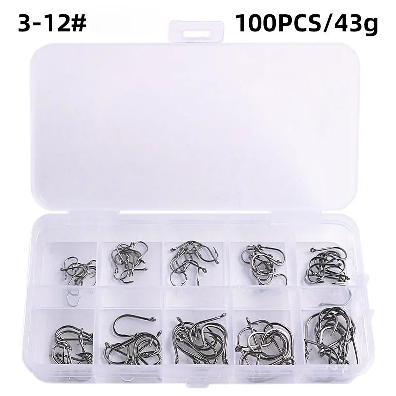 Sharp Carbon Steel Fishing Hook with Barbed3-12Multiple Specifications50-1600Lure Fishing Set for Sea Fishing