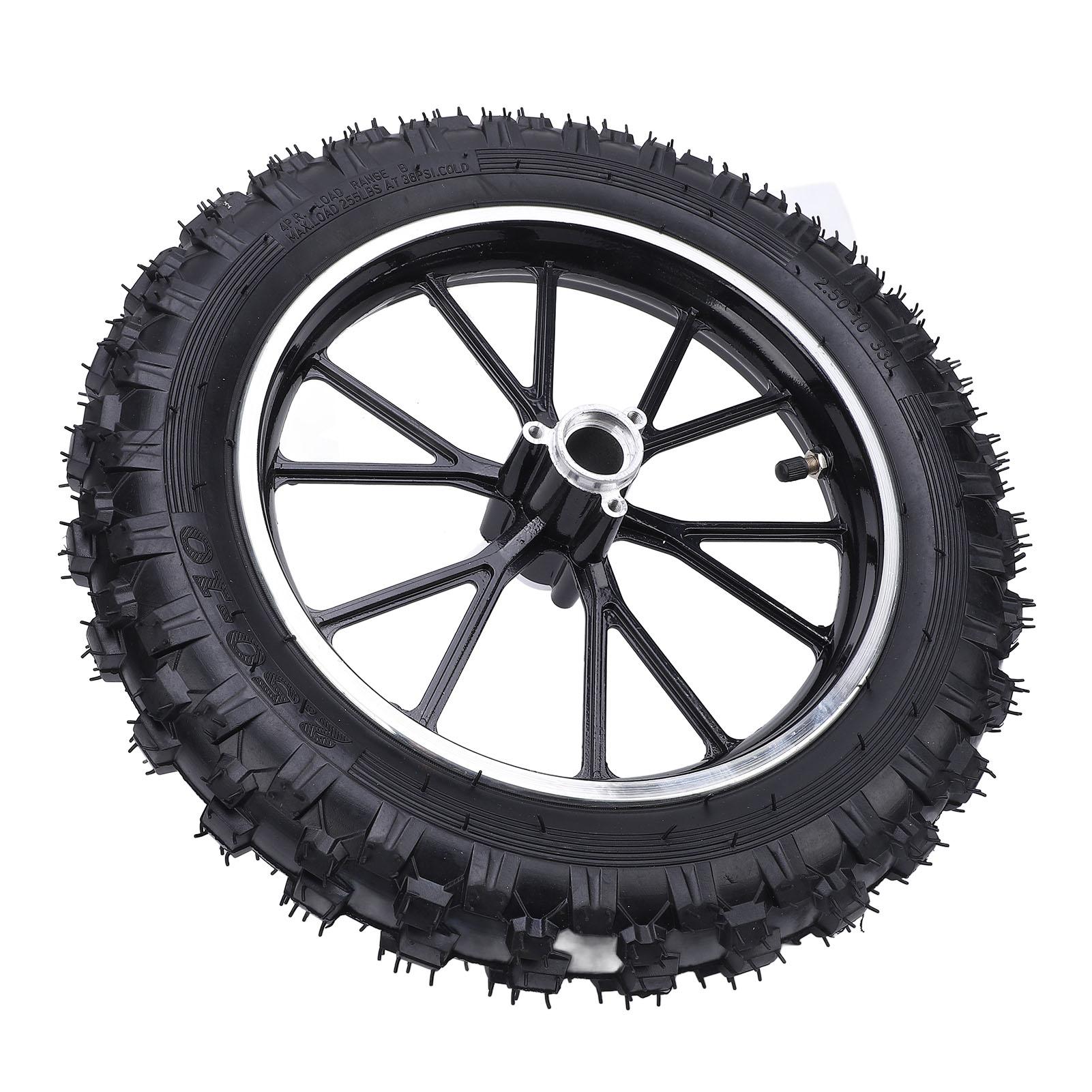 2.5-10 Front Wheel Tire with Inner Tube Hub Rubber Wear Resistant 10inch Wheel Hub Tire for 49  Small Off Road Motorcycles